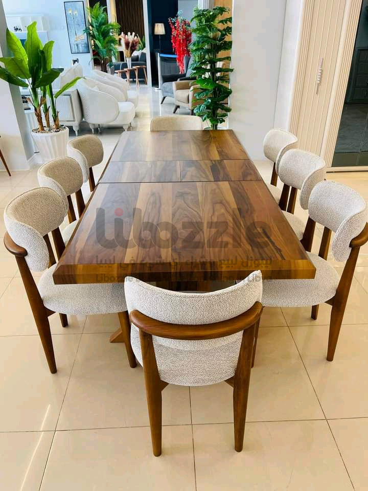 طاولة اكل ب8 كراسي خشب طبيعي صناعة تركية درجة اولي